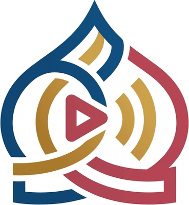 Стилизованный логотип Newruslit, аудиокниг русской классики, современный плоский дизайн в двух цветах.